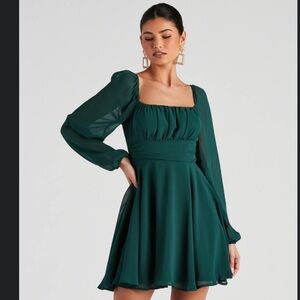 Lovely Day Green Princess Chiffon Mini Dress